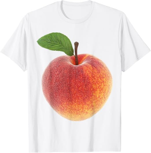 Peach Fruit Motif Artwork Peach TShirt Clothing, Shoes